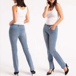 Betabrand Pull-On Yoga Denim Jeans Vintage Wash Straight Leg Size Large